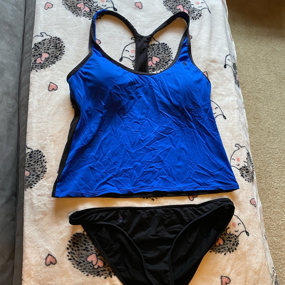 Royal blue/ Black Polo tankini